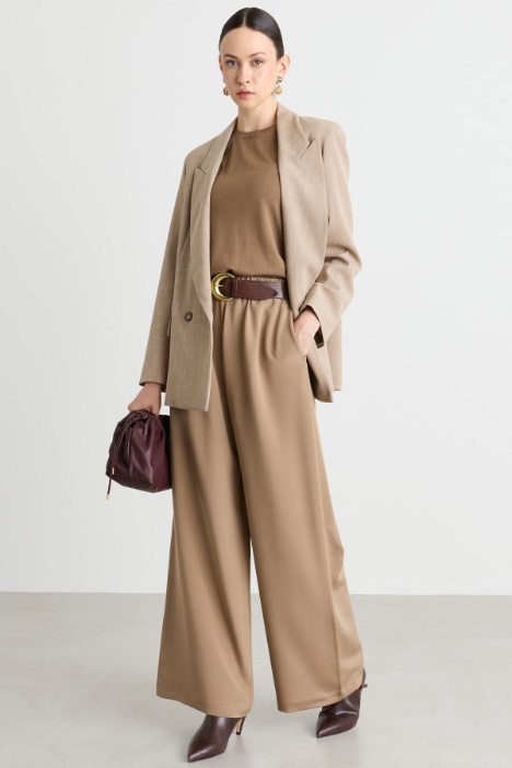 Wide-leg crepe de chine trousers - Intrend