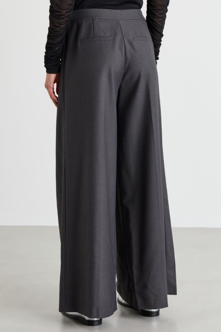Wide-leg trousers with double pleats - GREY - Intrend - 4