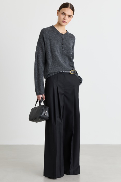 Wide-leg trousers with double pleats - Intrend