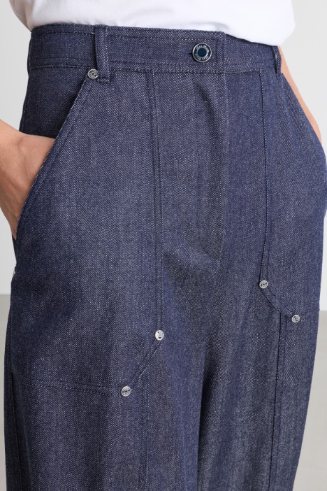 Pantalone ampio in lana effetto jeans
