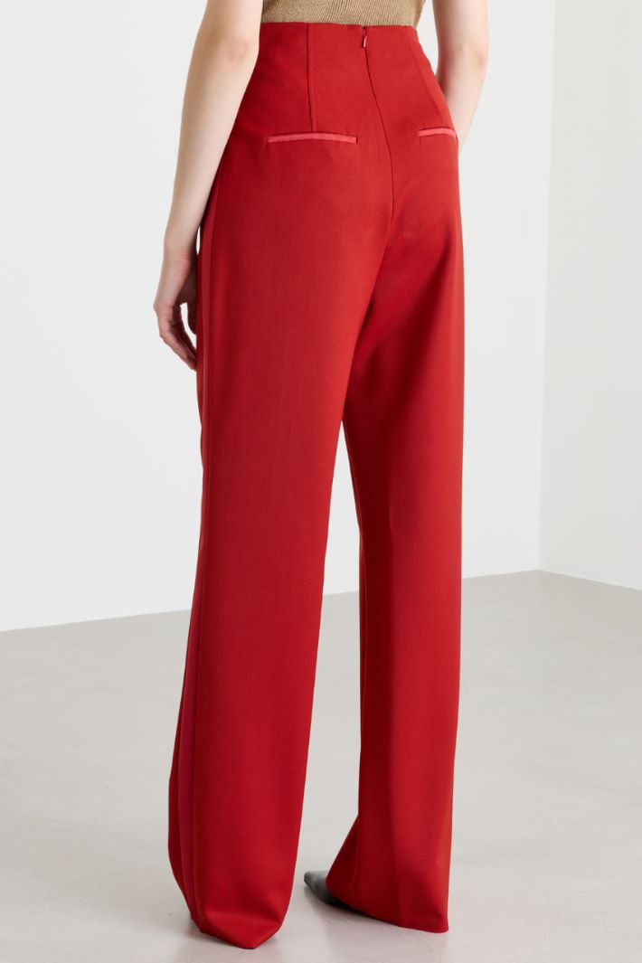 Pantalone con bande in raso - ROSSO - Intrend - 4