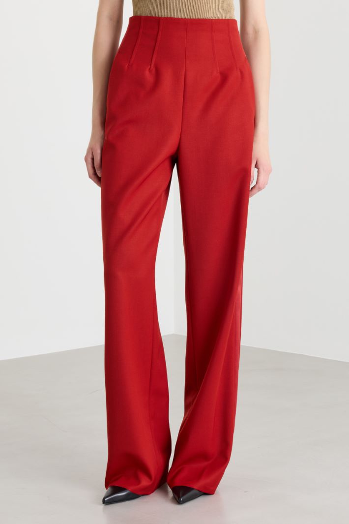 Pantalone con bande in raso - ROSSO - Intrend - 2