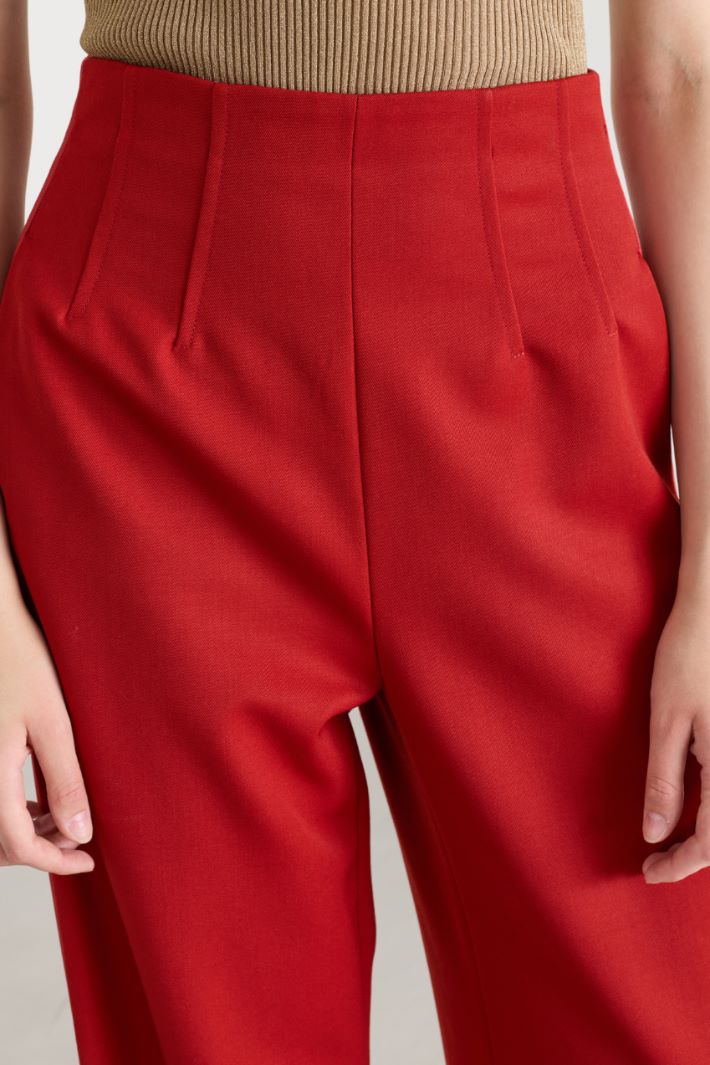 Pantalone con bande in raso - ROSSO - Intrend - 3