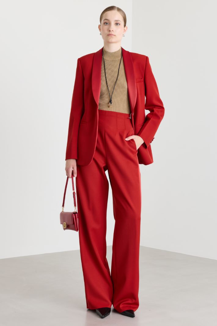 Pantalone con bande in raso - ROSSO - Intrend