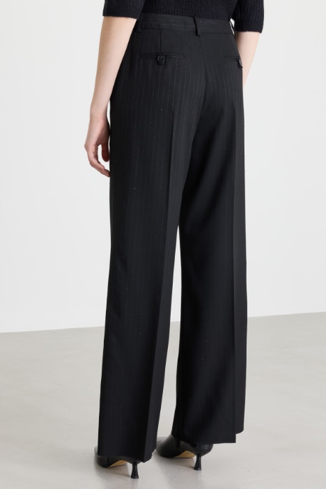 Pantalone gessato con paillettes
