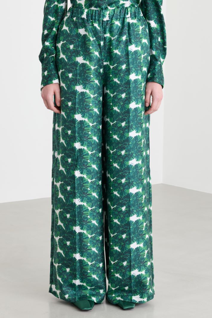 Printed twill trousers - GREEN - Intrend - 2