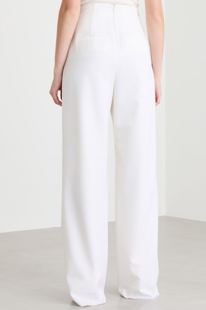 High-waisted wide-leg trousers - WHITE - Intrend - 4