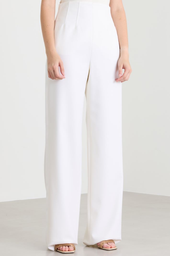 High-waisted wide-leg trousers - WHITE - Intrend - 2