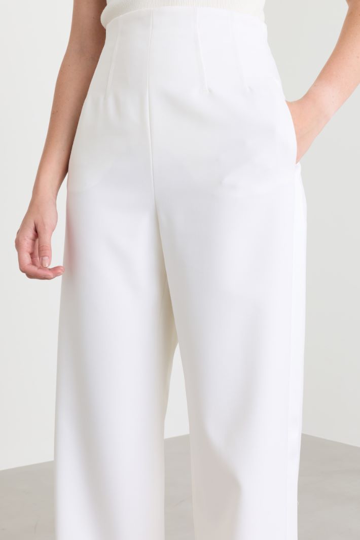 High-waisted wide-leg trousers - WHITE - Intrend - 3