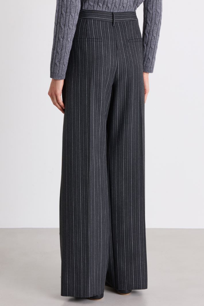 Pinstripe Canvas Trousers - GREY - Intrend - 4