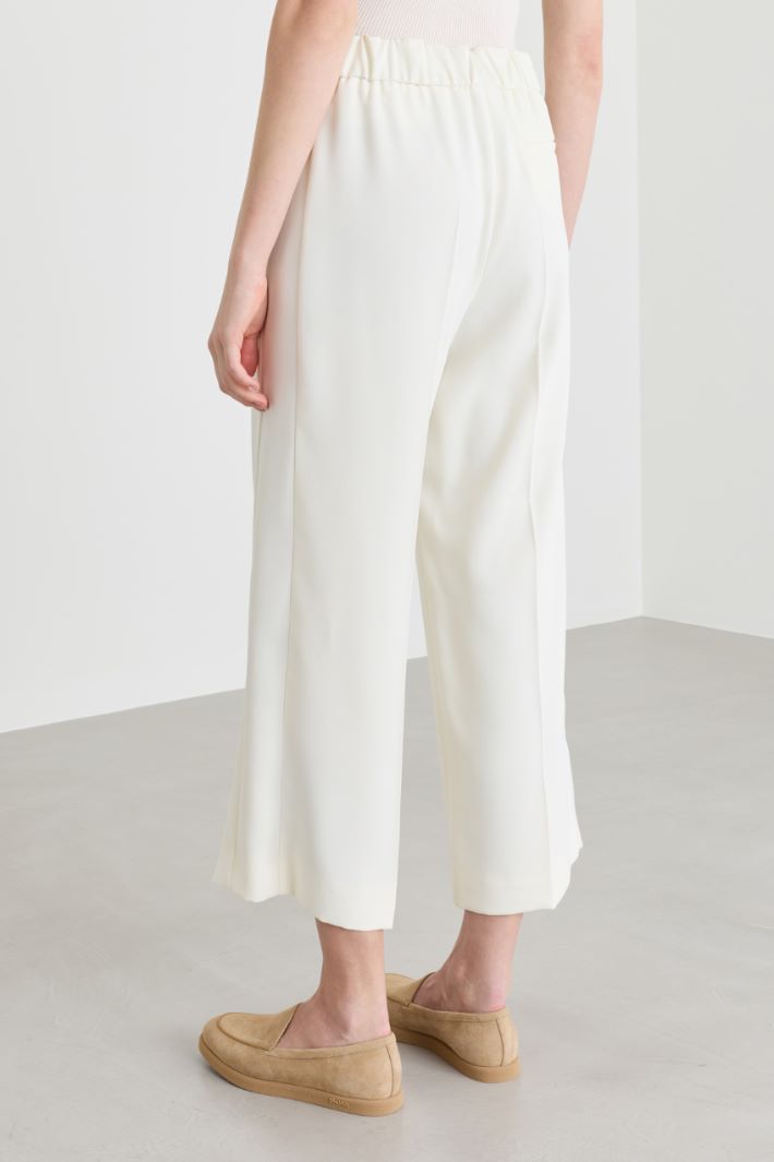 Cropped Trousers with Satin Bands - WHITE - Intrend - 4