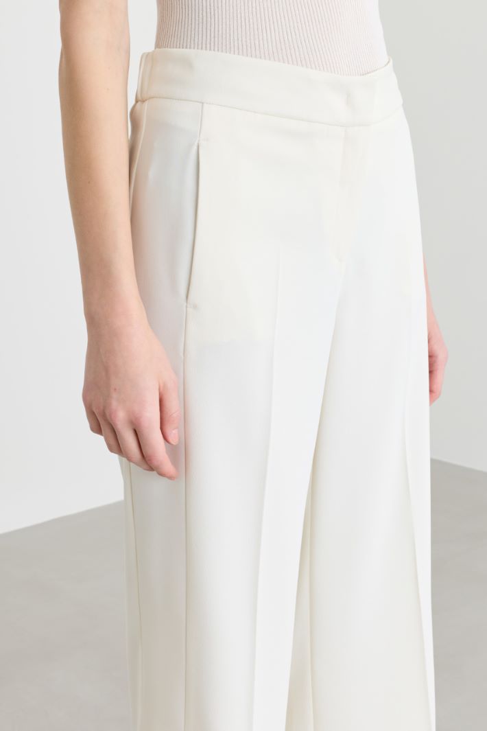 Cropped Trousers with Satin Bands - WHITE - Intrend - 3