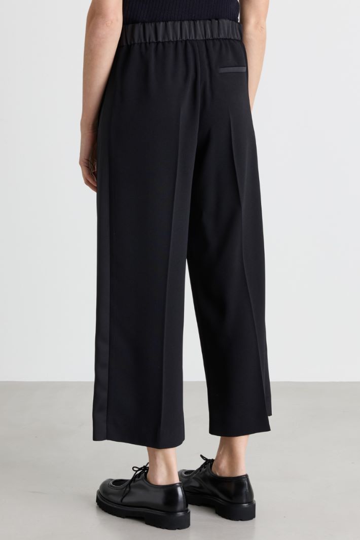 Pantalone cropped con bande in raso - NERO - Intrend - 4