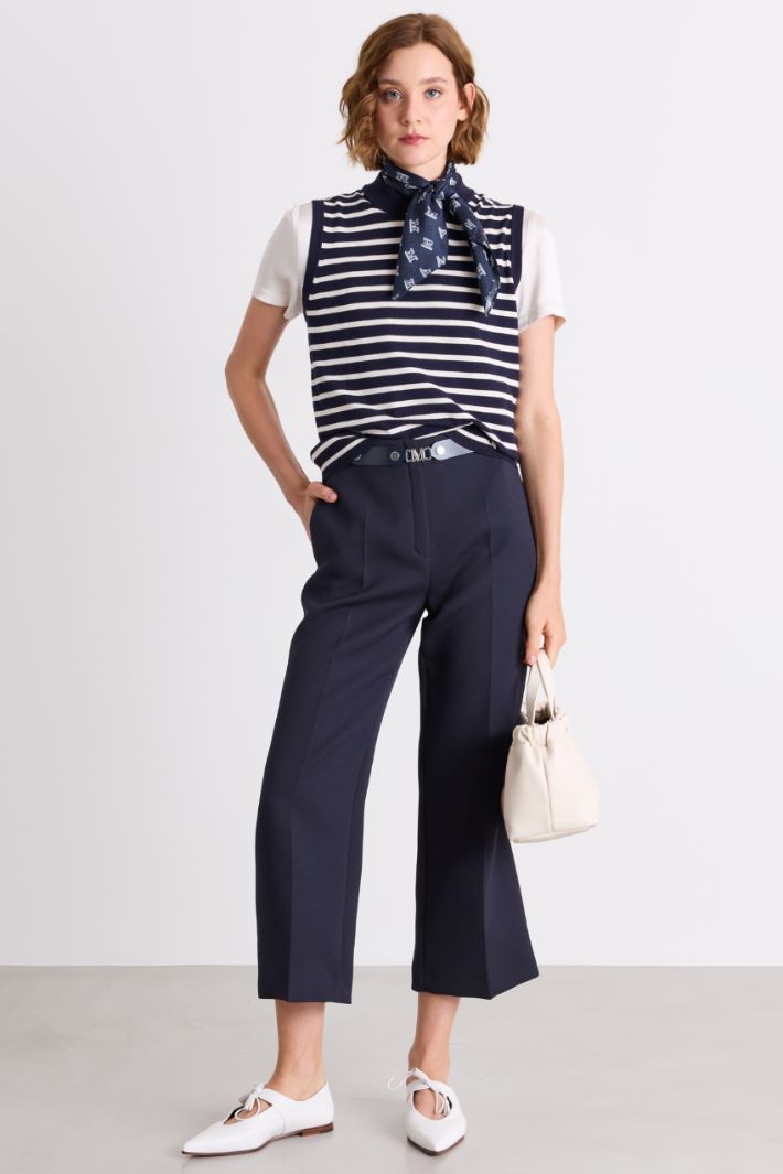 Washed cropped trousers - BLUE - Intrend