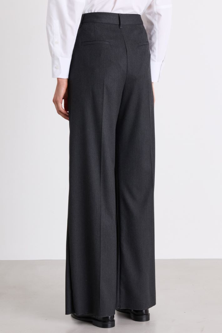 Wide-leg canvas trousers with pleats - GREY - Intrend - 4