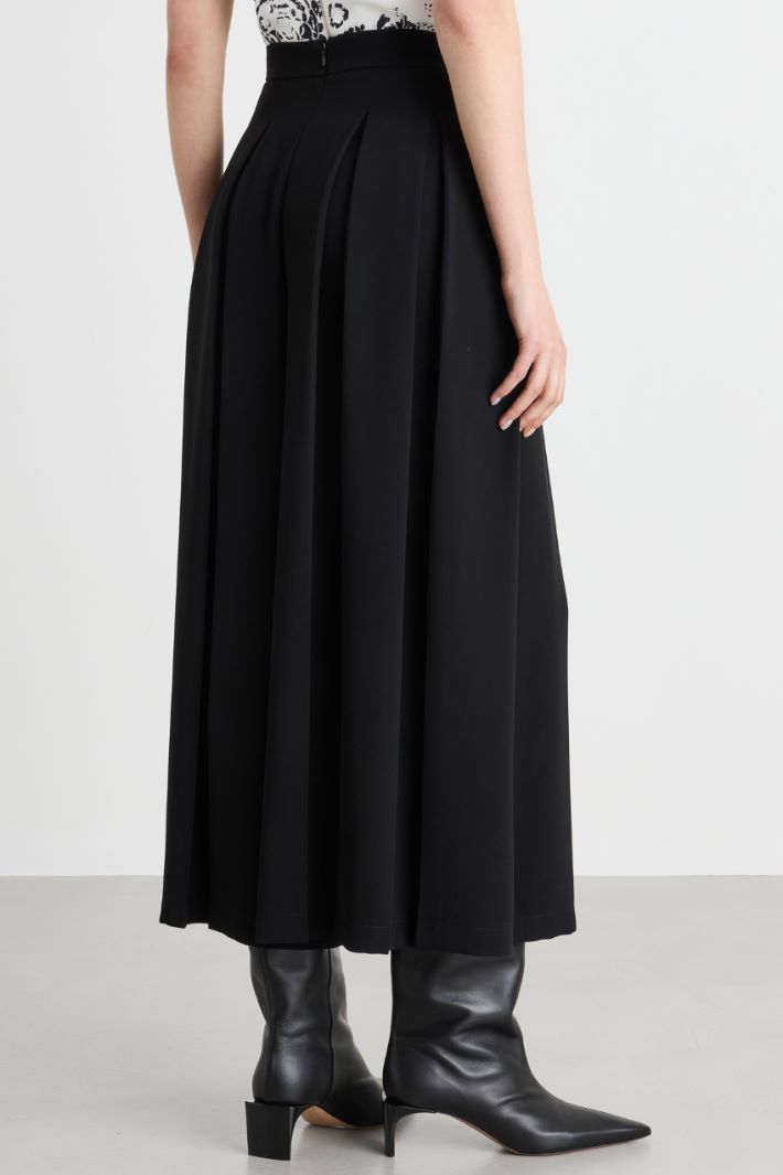 Wide-leg plissé cady trousers - BLUE - Intrend - 4
