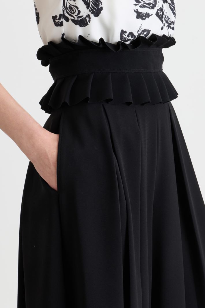 Wide-leg plissé cady trousers - BLUE - Intrend - 3