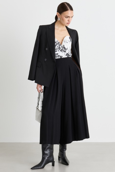 Wide-leg plissé cady trousers - Intrend