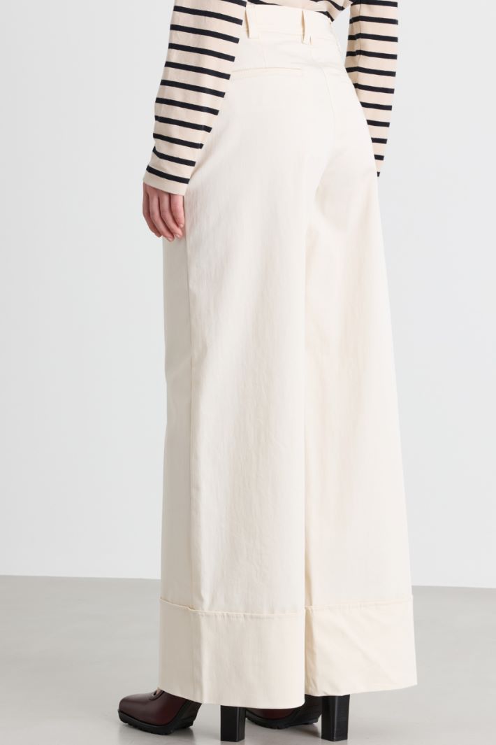 Wide-leg turn-up trousers - WHITE - Intrend - 4