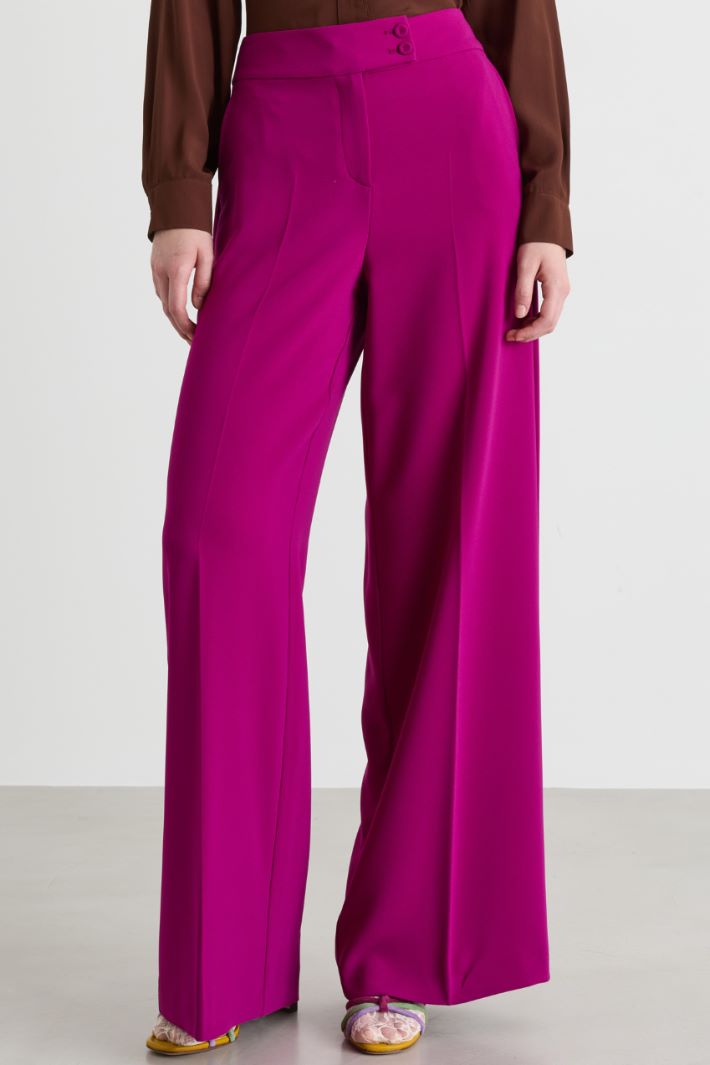 Wide-leg cady trousers - FUCHSIA - Intrend - 2