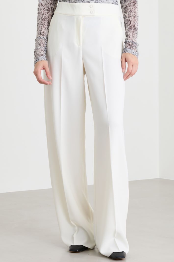 Wide-leg cady trousers - WHITE - Intrend - 2