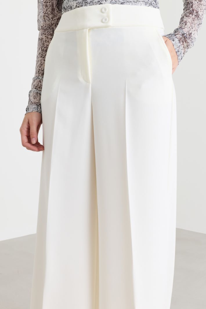 Wide-leg cady trousers - WHITE - Intrend - 3