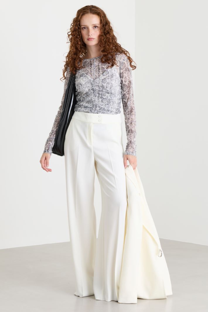 Wide-leg cady trousers - WHITE - Intrend