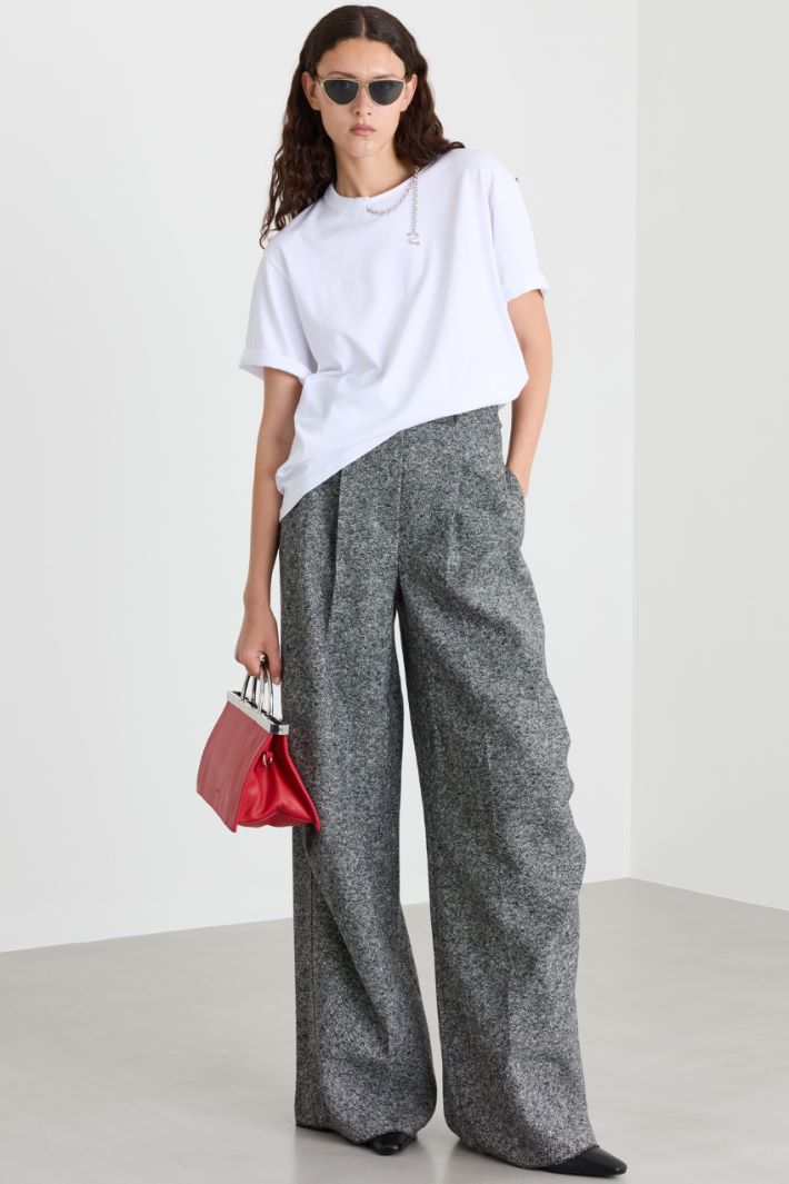 Tweed banana trousers - GREY - Intrend