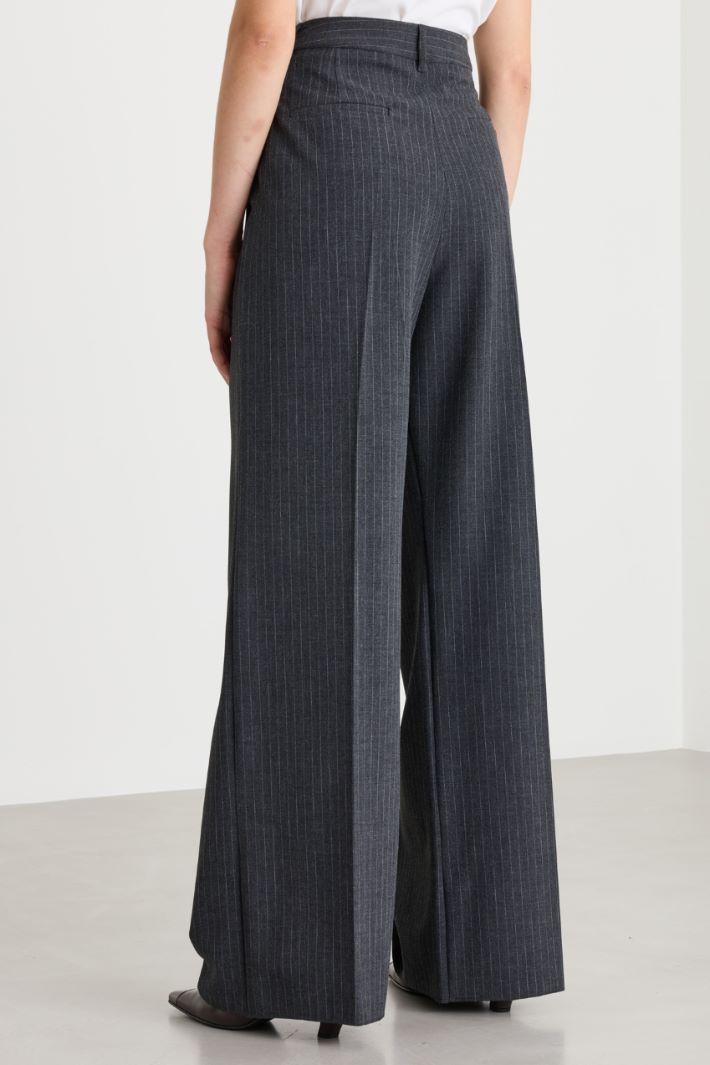 Pinstriped canvas trousers - GREY - Intrend - 4