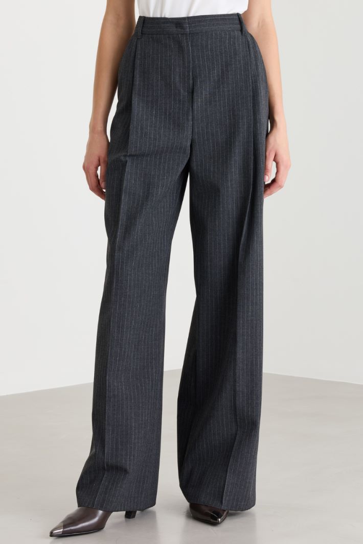 Pinstriped canvas trousers - GREY - Intrend - 2
