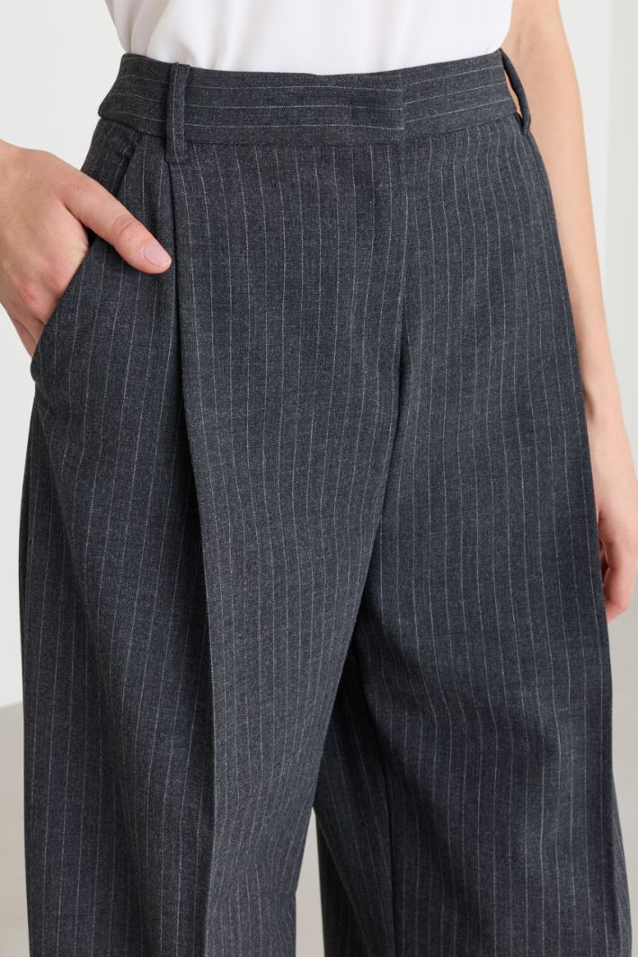 Pinstriped canvas trousers - GREY - Intrend - 3