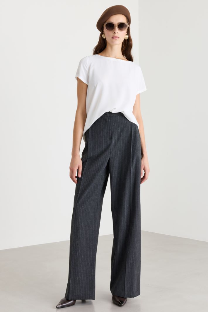 Pinstriped canvas trousers - GREY - Intrend