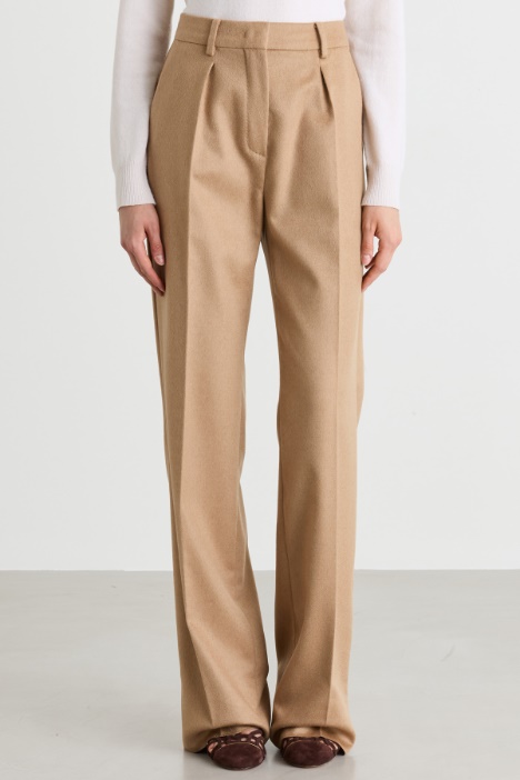 Pantalone in drap leggero di puro cammello