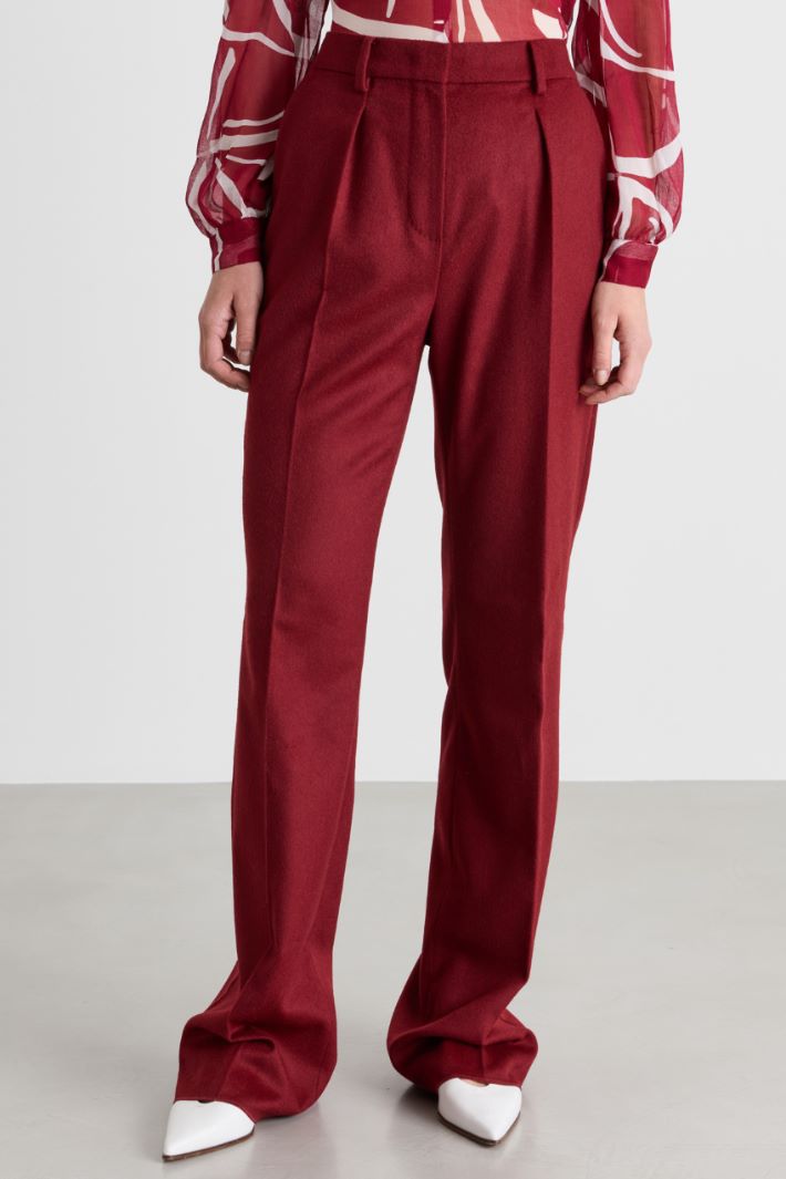 Lightweight Camel Drap Trousers - BORDEAUX - Intrend - 2