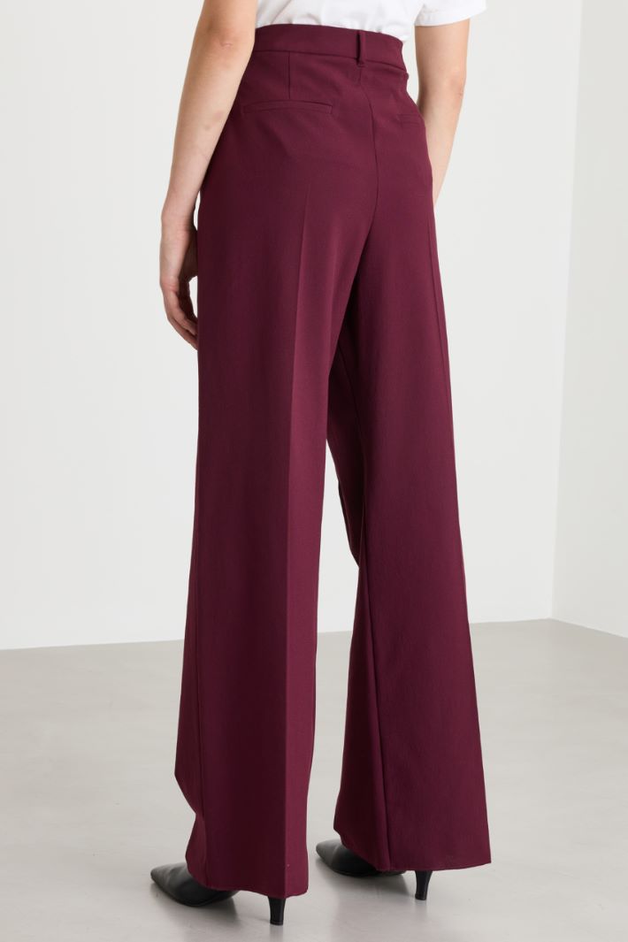 Pleated canvas trousers - BORDEAUX - Intrend - 4