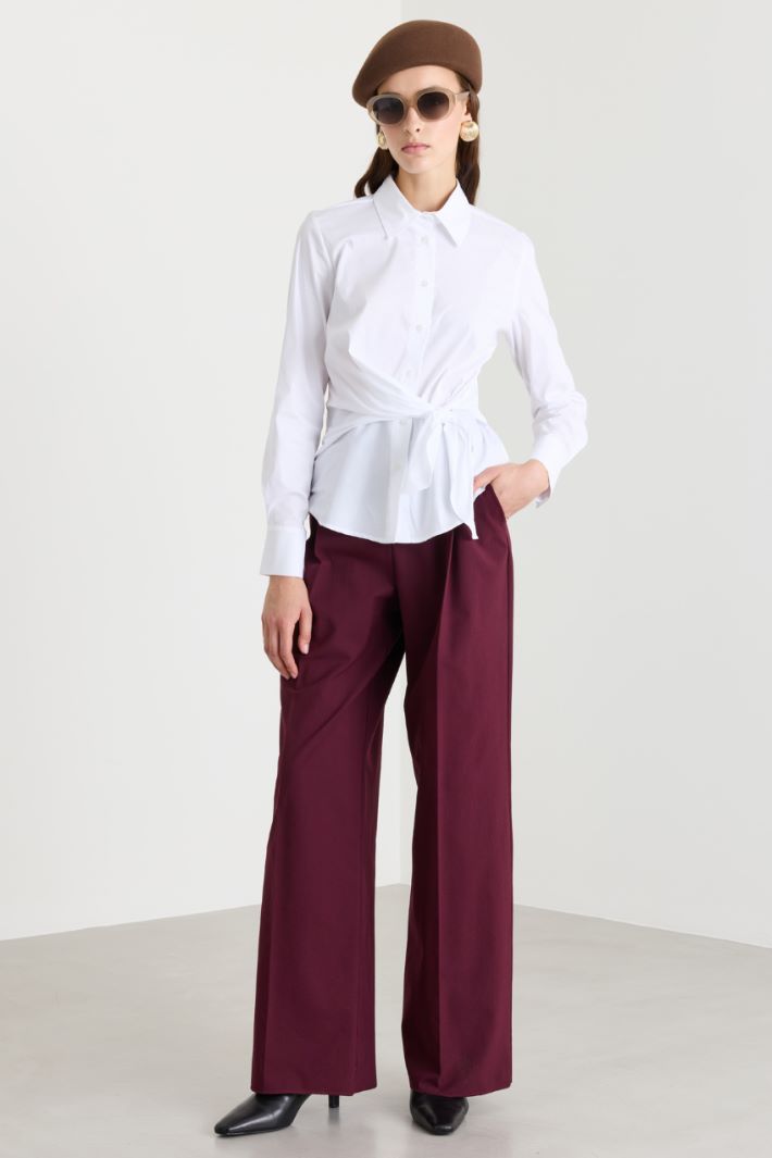 Pleated canvas trousers - BORDEAUX - Intrend