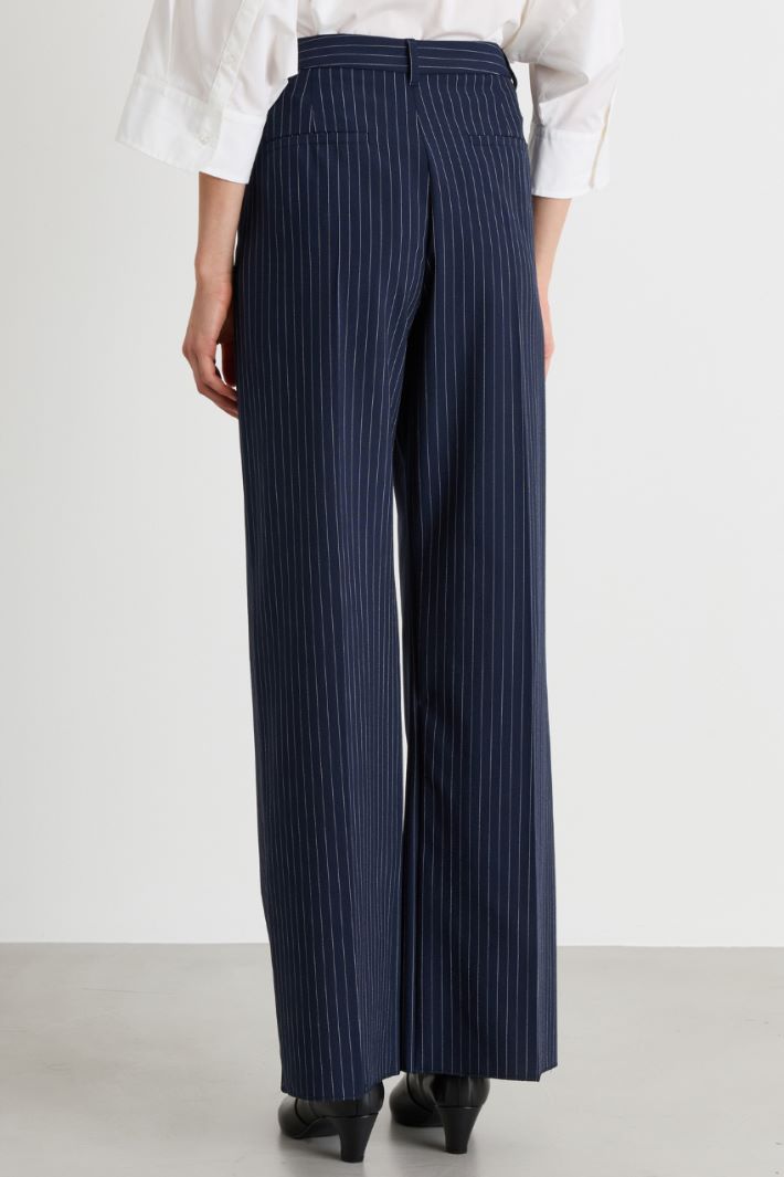 Pleated canvas trousers - BLUE - Intrend - 4