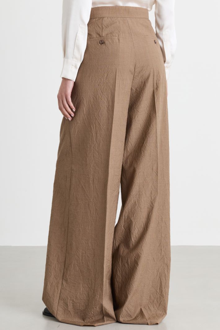 Crinkle-Effect Wool Canvas Trousers - CAMEL - Intrend - 4