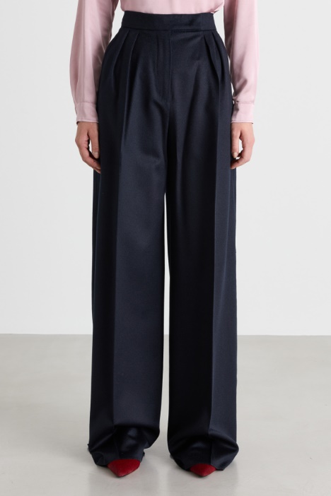 Pantalone palazzo in drap leggero di puro cammello