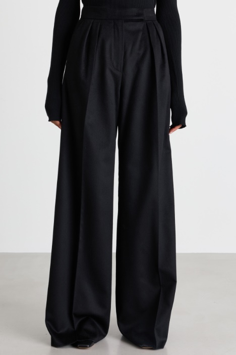 Pantalone palazzo in drap leggero di puro cammello