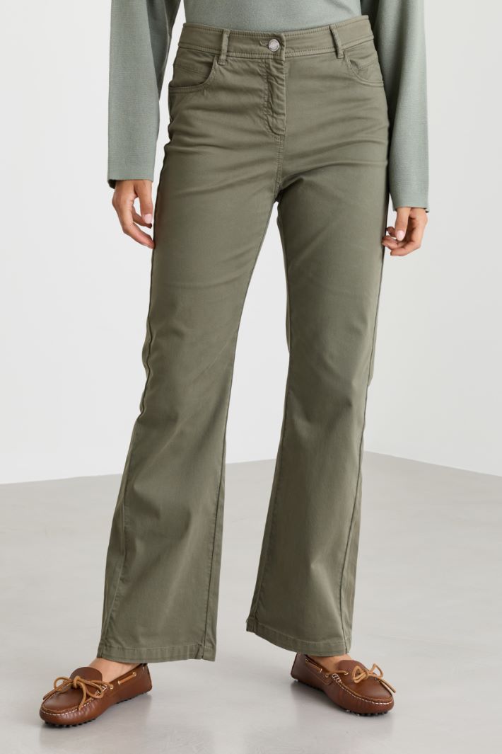 Stretch satin trousers - GREEN - Intrend - 2