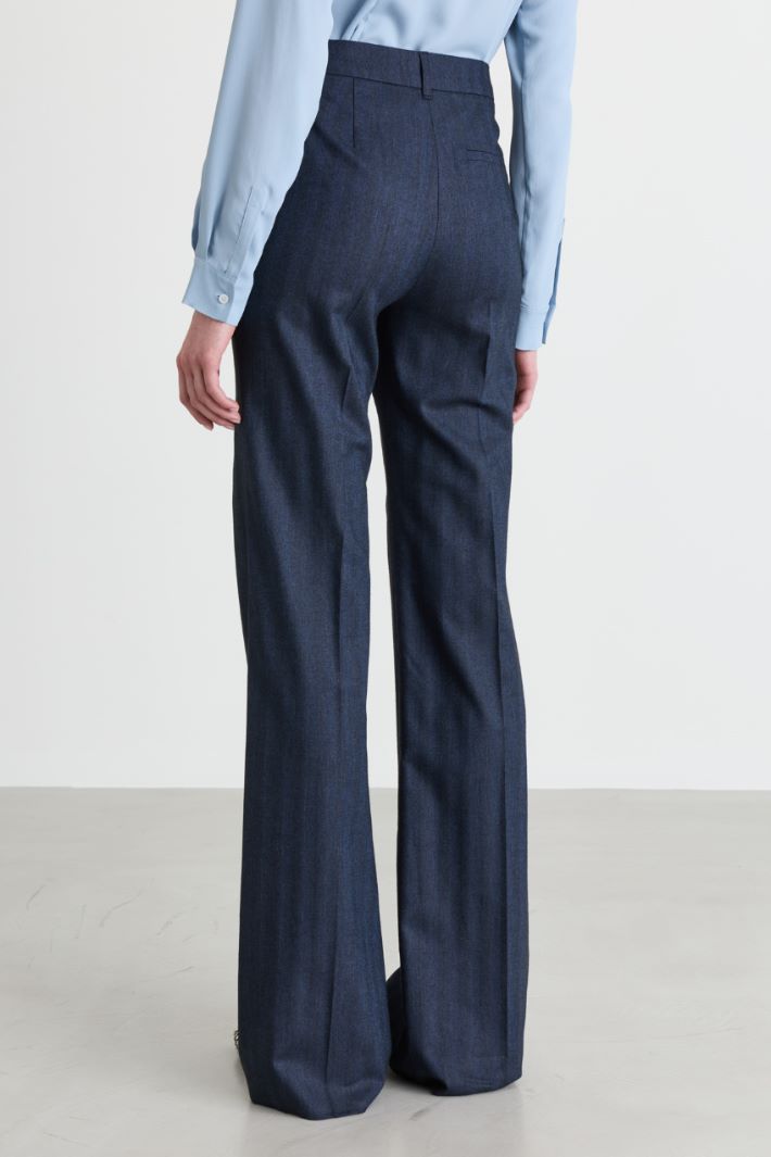 Flared gabardine trousers - BLUE - Intrend - 4