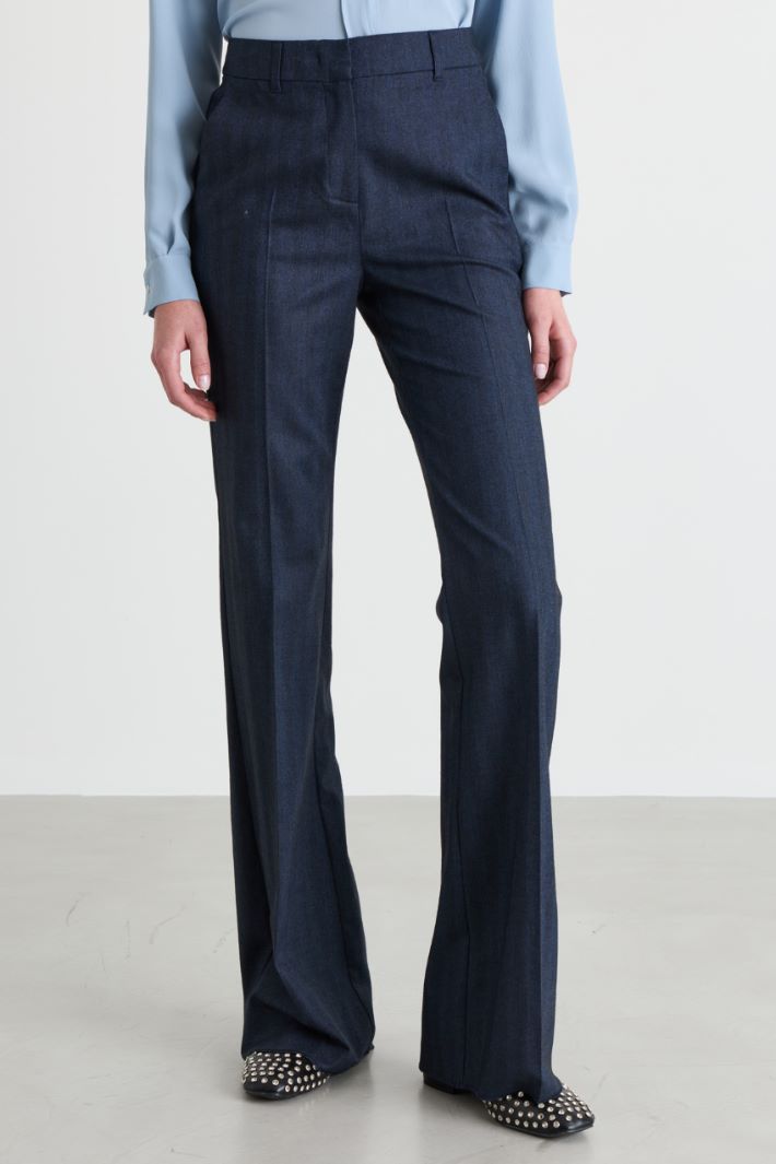Flared gabardine trousers - BLUE - Intrend - 2