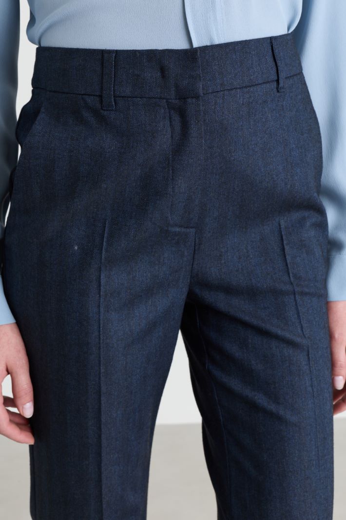 Flared gabardine trousers - BLUE - Intrend - 3
