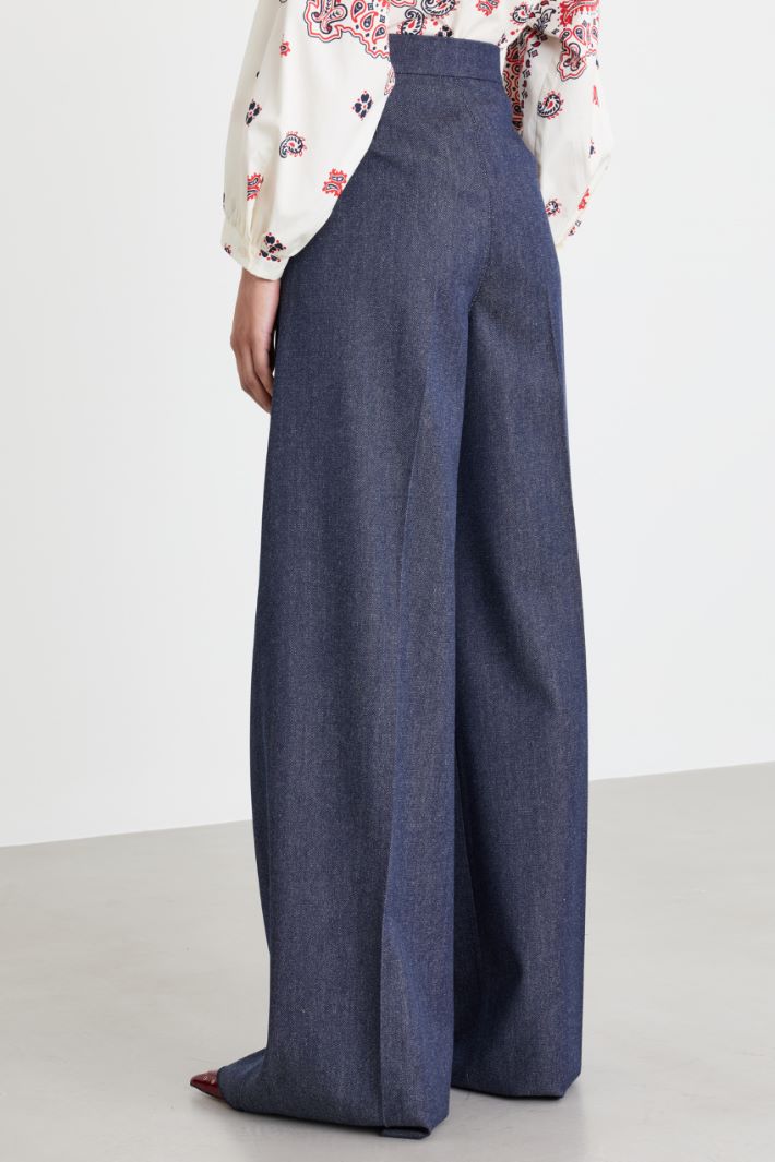 Pleated palazzo trousers - BLUE - Intrend - 4