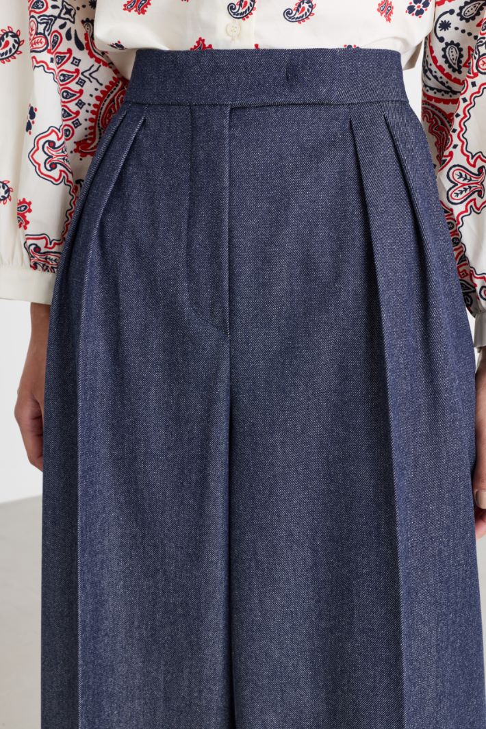 Pleated palazzo trousers - BLUE - Intrend - 3