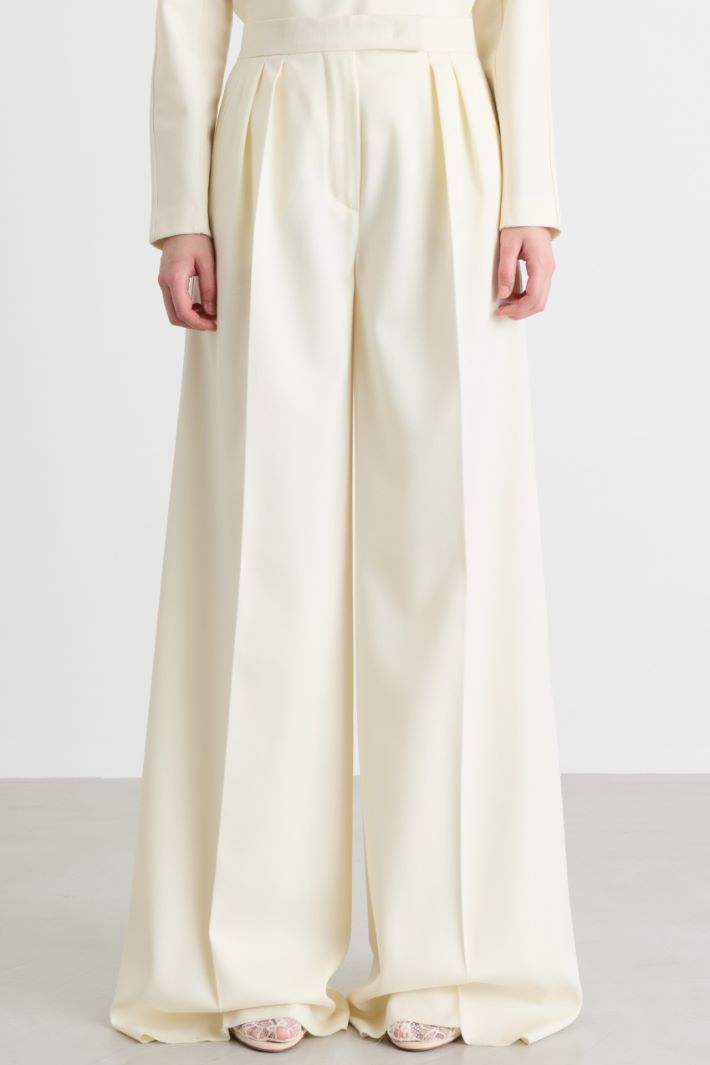 Pleated palazzo trousers - WHITE - Intrend - 2