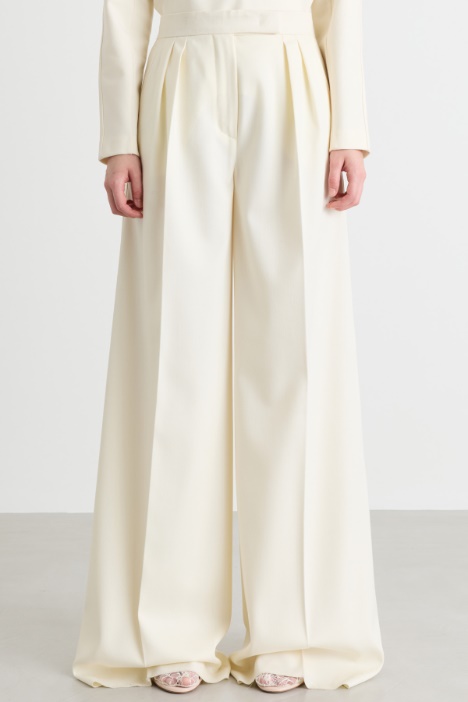 Pantalone palazzo in lana con doppia pinces