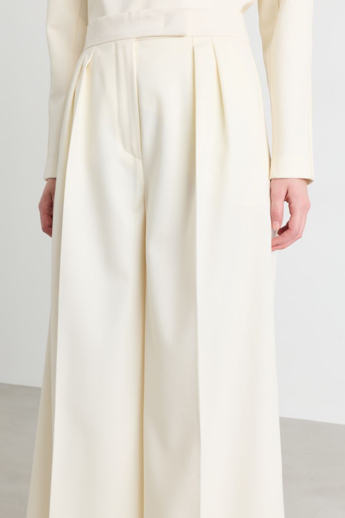 Pleated palazzo trousers - WHITE - Intrend - 3