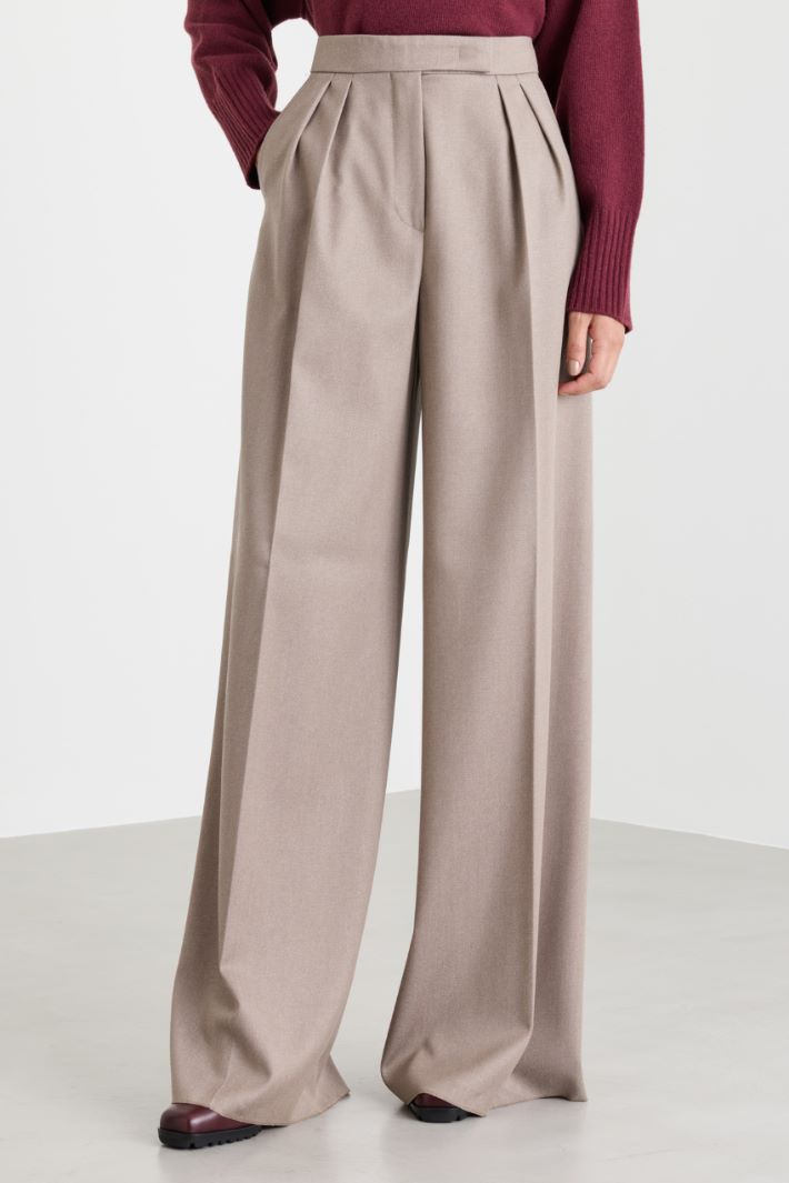 Pleated palazzo trousers - BEIGE - Intrend - 2
